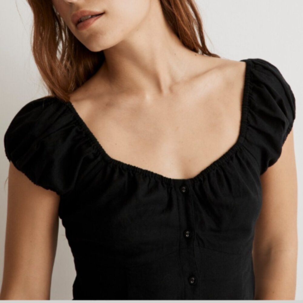 Madewell Margie Mini Dress in True Black, NWT, Size 14 - Picture 4 of 12